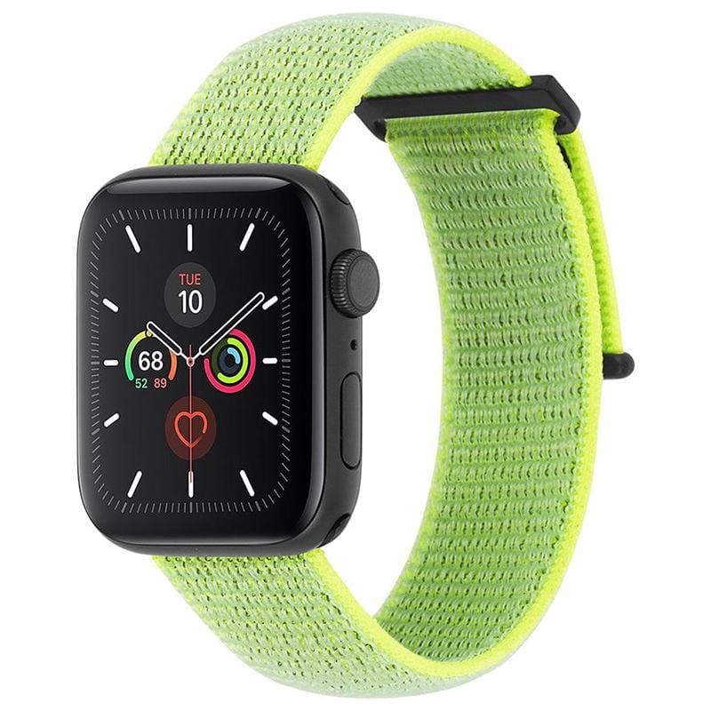 Apple Watch 5代通用 42-44mm 尼龍運動型舒適錶帶 - 霓虹綠