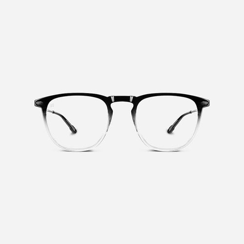 抗藍光時尚造型平光閱讀眼鏡-鏡腳便攜款（矩形-雙色漸變-黑色透明）