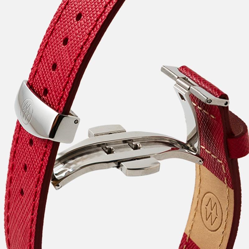 Saffiano Apple Watch 防刮皮革錶帶 - 寶石紅