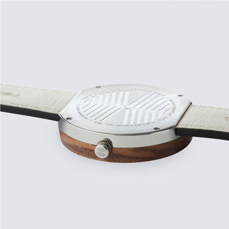 丹麥霍伊經典原木手錶－ Nautic58 不銹鋼銀 美洲胡桃木 - 42mm
