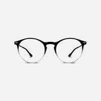 【預購】抗藍光時尚造型平光閱讀眼鏡-鏡腳便攜款（橢圓-雙色漸變-黑色透明）