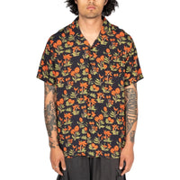 夏威夷衫/柔軟涼感嫘縈襯衫 - 花卉印花黑