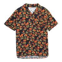 夏威夷衫/柔軟涼感嫘縈襯衫 - 花卉印花黑