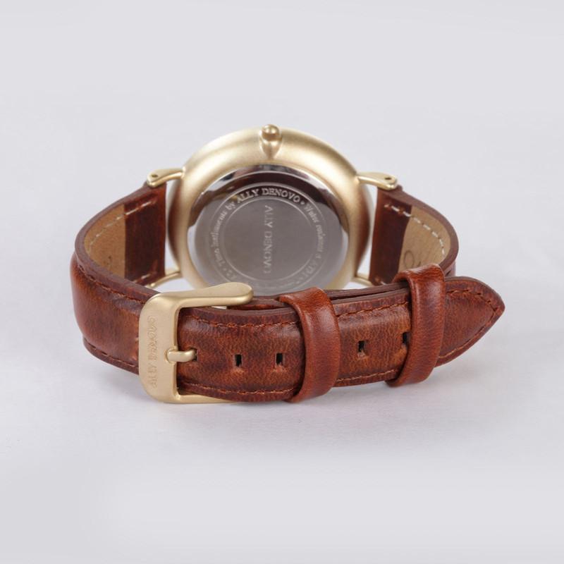 【男款】Heritage Small Eye皮革腕錶-淺棕金框