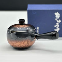 日本製純銅鎚目紋橫手急須壺(附濾茶器)-350ml-多色可選