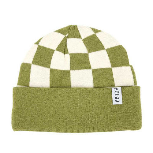 格紋針織帽/夾標/ 沼綠