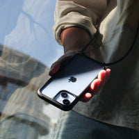 LINKASE AIR 2022 iPhone 14 / 14 Plus / 14 Pro / 14 Pro Max 軍規防摔抗變色抗菌大猩猩玻璃掛繩保護殼-耀岩黑(附掛繩)