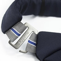限量特別款 海軍藍側肩包-銀釦/灰藍條紋背帶