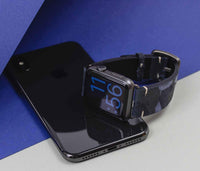Apple Watch 義大利手工 絨面小牛皮革錶帶 - 迷彩藍