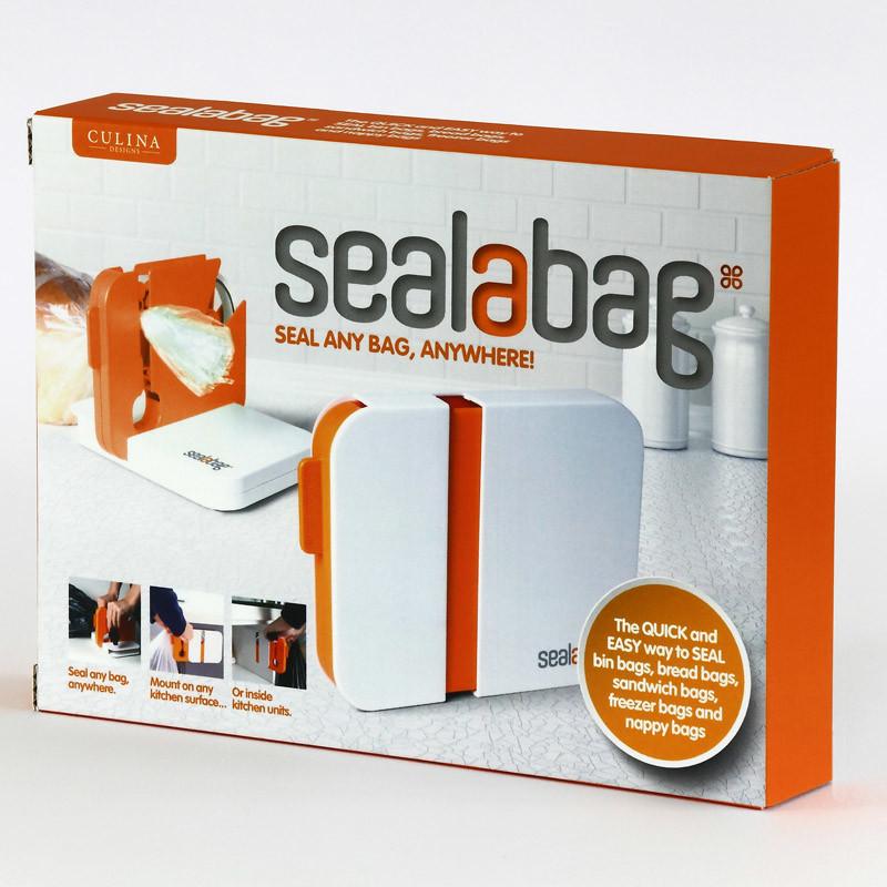Sealabag 塑膠袋封口器組 - 橘 (內含膠帶x2)