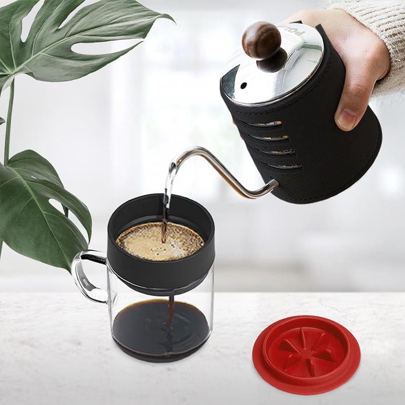 DIY手沖咖啡二件組 (手沖咖啡壺-共2色/咖啡玻璃杯240ml-共4色)