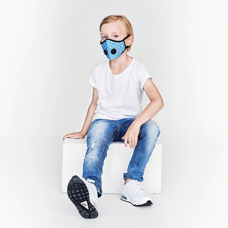 全方位防霾呼吸口罩 kids - 粉藍 動物派對 (加贈同尺寸替換濾片一枚)