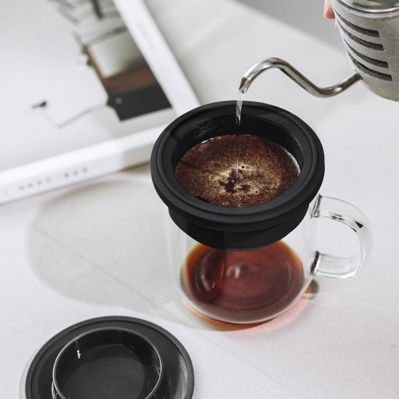 丹麥手沖咖啡三件組(咖啡壺-共2色/玻璃杯350ml-共4色/不銹鋼磨芯咖啡磨2.0)