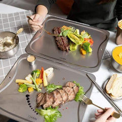 鈦安TiANN - 【加贈品牌擦拭布】鈦砧板2片組 / 萬用專利鈦砧板 鈦盤 露營餐盤 獲多國專利 一片多用途