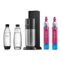 【全新2022快扣鋼瓶機型】Sodastream DUO自動扣瓶氣泡水機(白/黑)+全新快扣鋼瓶(共2鋼瓶+水瓶1L*2) 送1L水瓶x2(款式隨機)