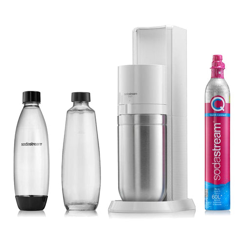 【全新2022快扣鋼瓶機型】Sodastream DUO自動扣瓶氣泡水機(白/黑) (內含鋼瓶*1+水瓶1L*2) 送1L水瓶x2(款式隨機)
