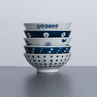 藍丸紋五件式輕量湯碗