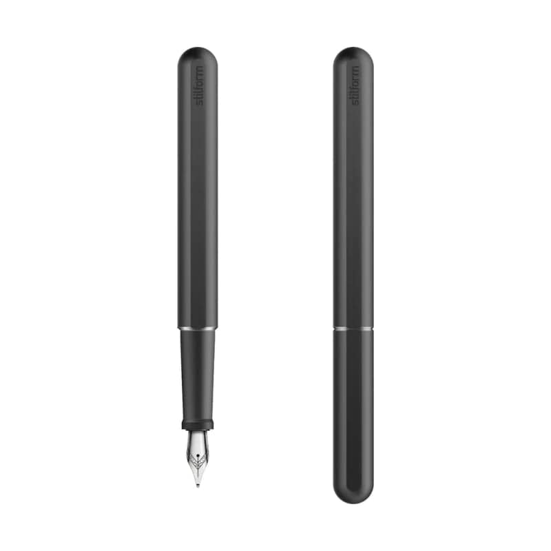 INK 鋁合金工藝級徳製磁吸鋼筆 - 深邃黑筆身＋銀鋼筆尖