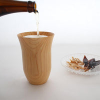 THOOK 木製啤酒杯 日本栃木縣職人杯側削薄精工 2入組