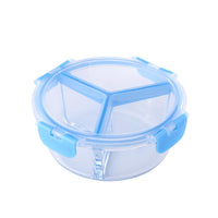 專利4D全隔玻璃保鮮盒圓形3格950ML(4色可選)