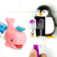 專利輕觸開闔動物牙刷架+鯨魚擠牙膏組