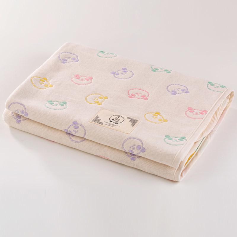 【日本製三河木綿】六重紗布被 - 彩虹馬卡龍熊貓M號