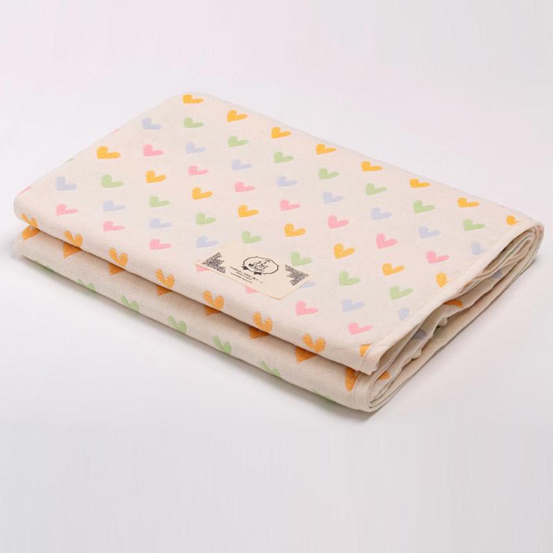 【日本製三河木綿】六重紗布被 - 甜蜜愛心馬卡龍S號