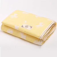 【日本製三河木綿】六重紗布被 - 童趣搖搖木馬(暖陽黃)L號