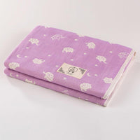 【日本製三河木綿】六重紗布被 - 許願星星晚安象(限定紫)M號