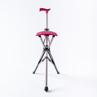 泰達自動手杖椅 (拐杖椅/摺疊椅/助行器) - 玫瑰紅
