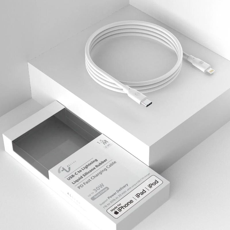 1.5米USB-C to Lightning 液態矽膠快充線 - 白色