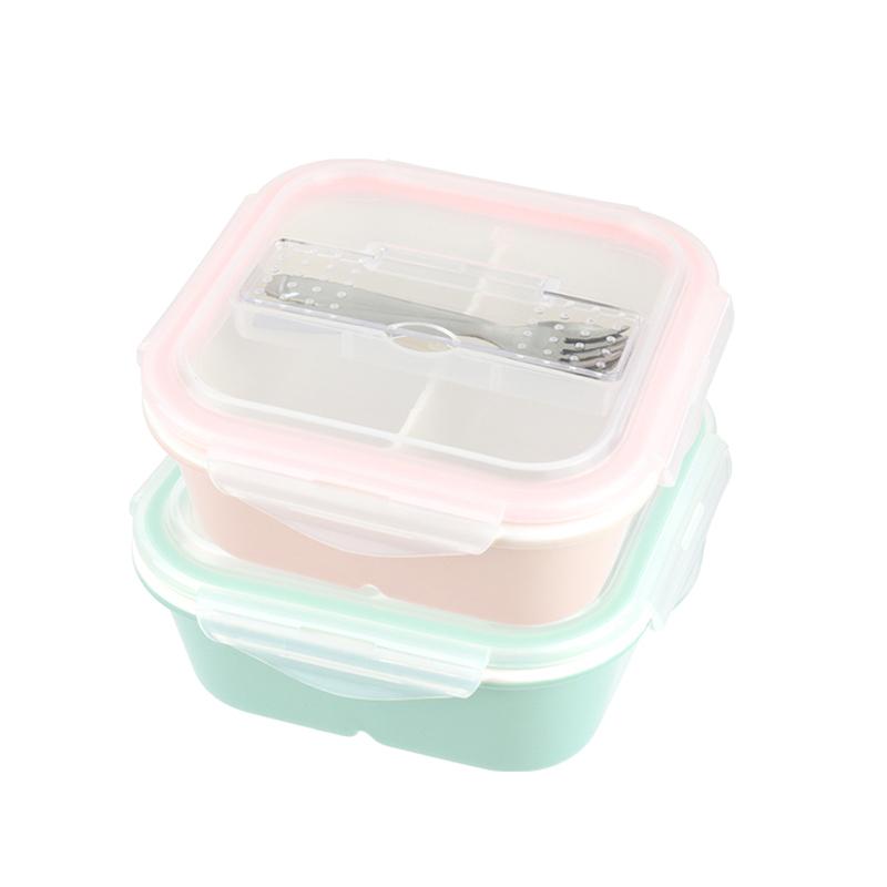 樂瓷系列_陶瓷保鮮盒方形附餐具3格950ML(兩色可選)