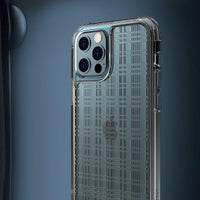 LINKASEAIR iPhone 12 / 12 Pro / 12 Pro Max 浮雕蝕刻技術防摔抗變色抗菌大猩猩玻璃保護殼-網格