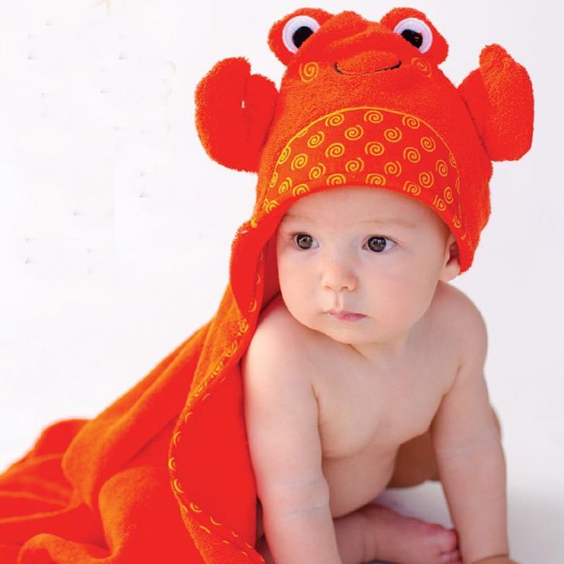 可愛動物連帽浴巾/保暖毯 - 螃蟹(0-18m)