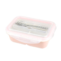 樂瓷系列_陶瓷保鮮盒長形附餐具4格1100ML(三色可選)