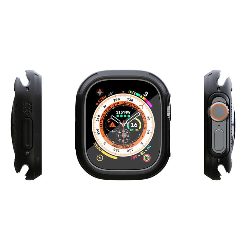 Apple Watch Ultra Quattro Max軍規保護殼+9H鋼化膜套組- 49mm__2入