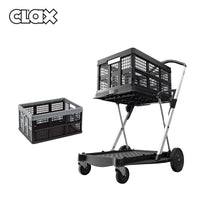 德國CLAX 多功能折疊式手推車(經典黑)(附上方置物籃1入)