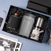 手沖咖啡三件禮盒組(咖啡壺-共2色/隨行保溫咖啡杯-灰色/咖啡磨2.0)