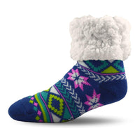 柔軟 止滑 保暖居家毛襪 – 幾何藍
