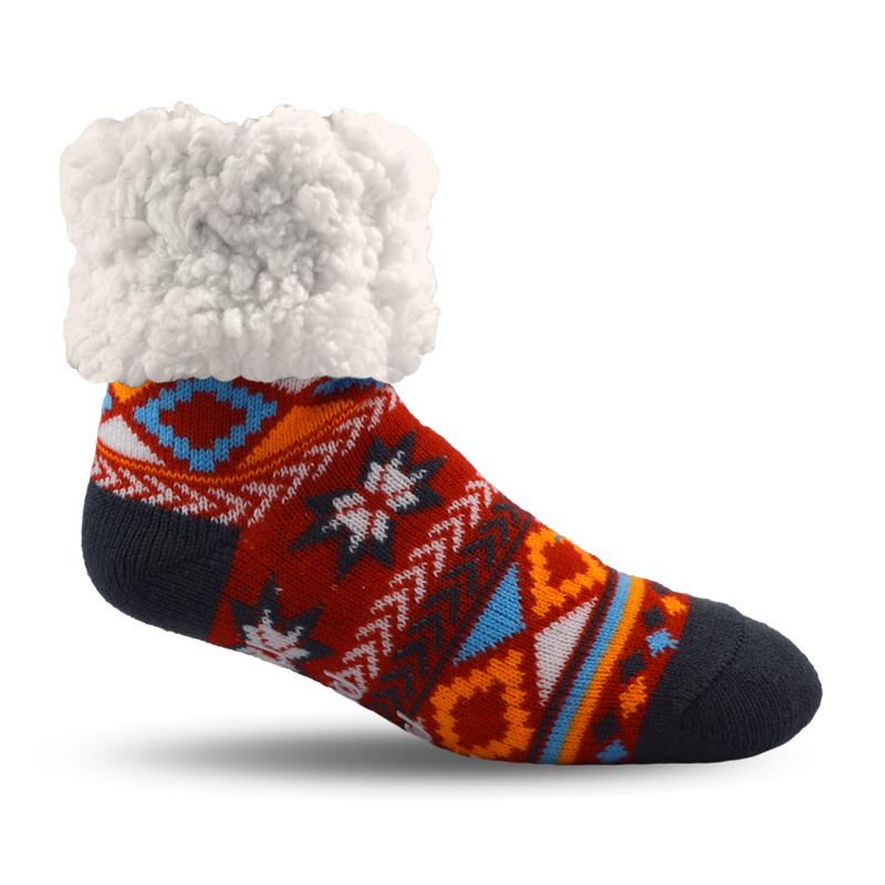 柔軟 止滑 保暖居家毛襪 – 幾何紅