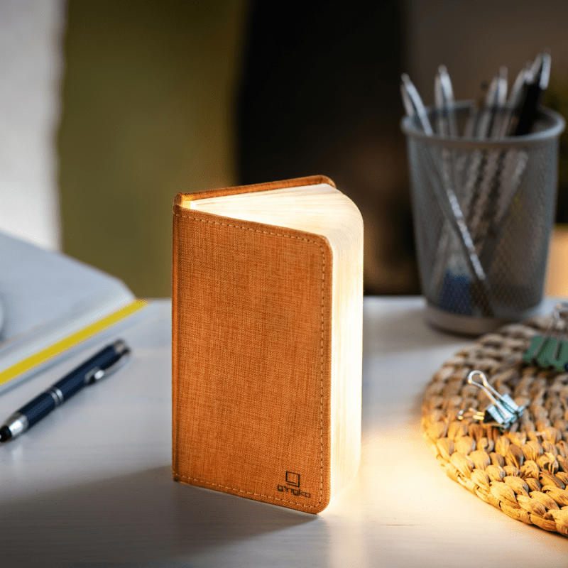 Mini Smart Book Light(Linen Fabric/Natural Wood)