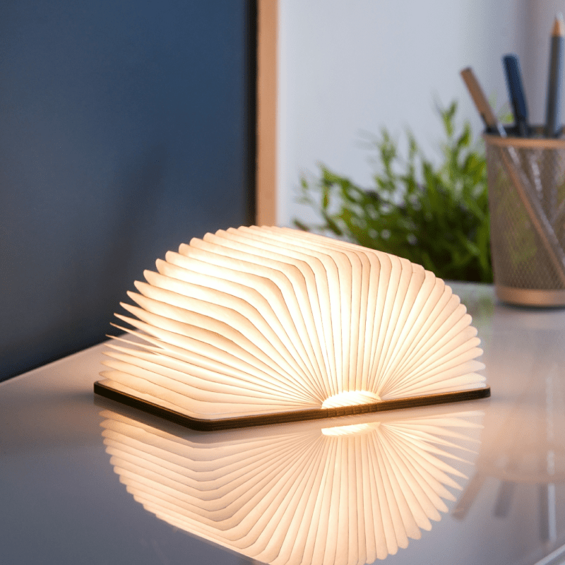 Mini Smart Book Light(Linen Fabric/Natural Wood)