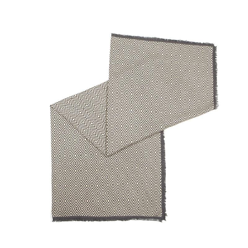 香頓立體菱形格休閒毯 - 深灰/米白