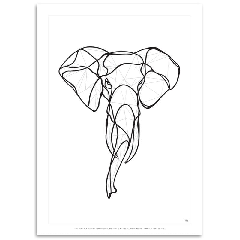 ELEPHANT 極簡線條大象肖像海報
