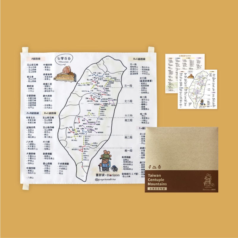 薑餅資聯名款_帆布台灣百岳地圖掛布 (60x60cm)