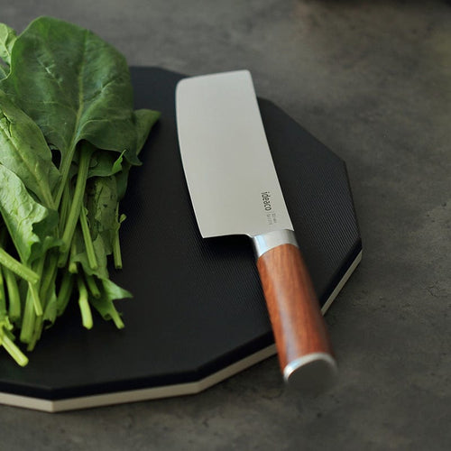 木質風握柄鉬釩鋼切菜刀(165mm)-多色可選