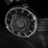 KLOK-08-M2石墨黑色錶頭+皮革錶帶搭配摺疊錶扣