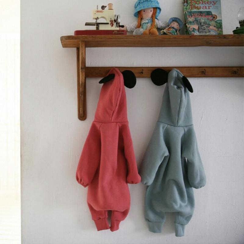 韓國製 經典米奇幼兒連身帽衣 / 連身外套 - 褐紅
