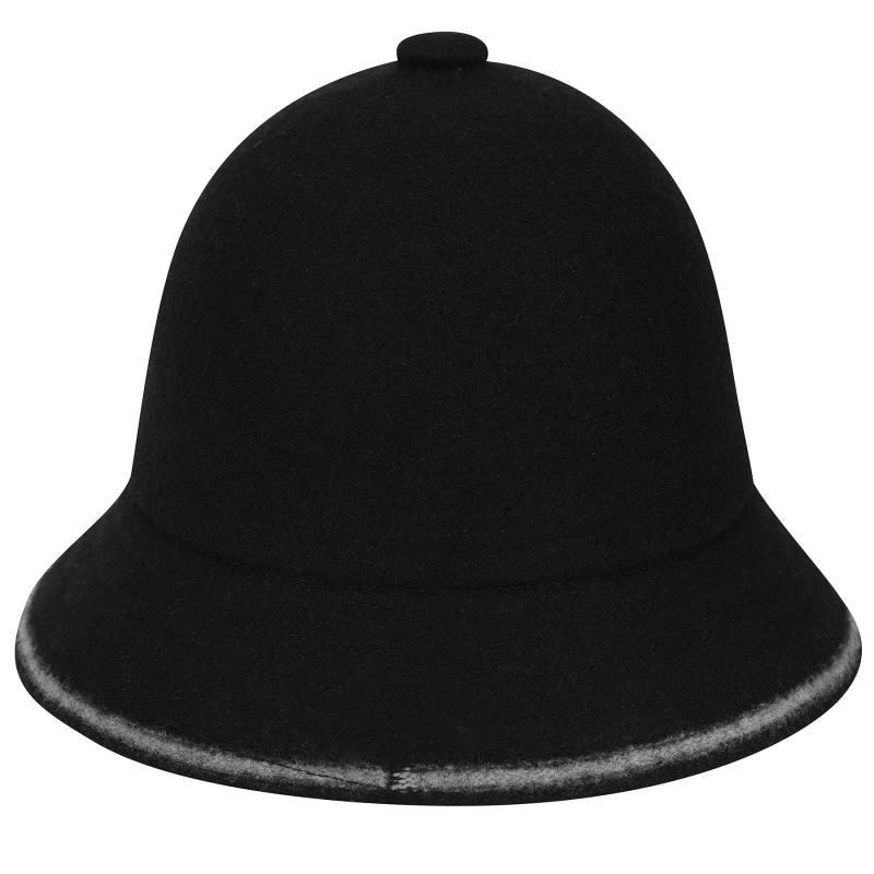 提花滾邊刺繡LOGO鐘型帽-黑色