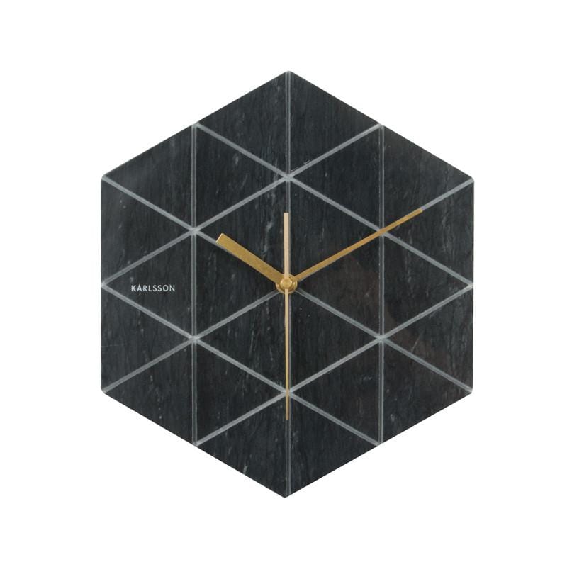 Marble Hexagon 六角形大理石紋時鐘 - 黑